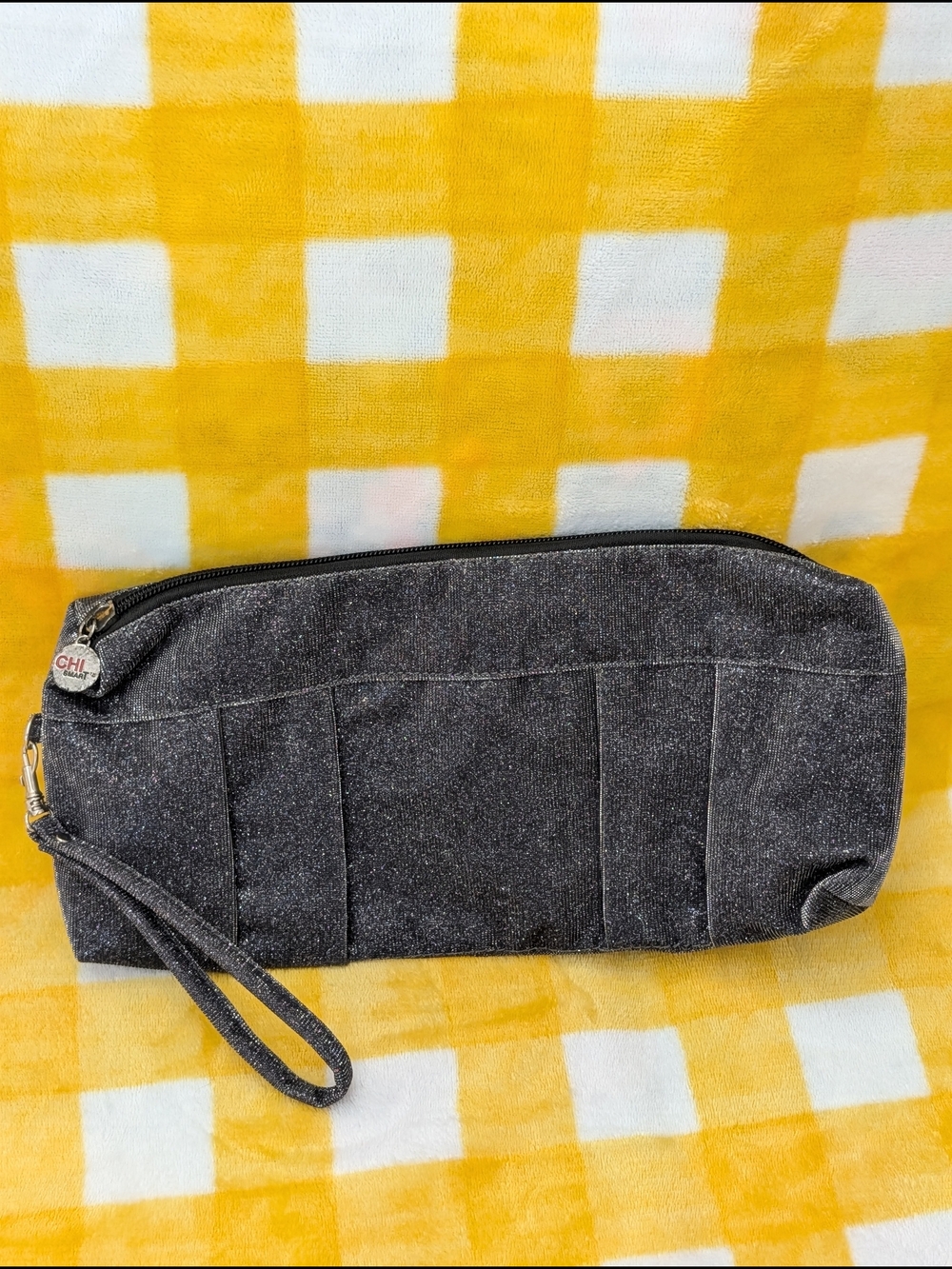 CHI Black Glitter Wristlet Makeup Bag